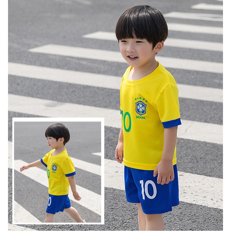 Bộ đồ thể thao trẻ em màu vàng Brazil VK01 cho bé từ 7 đến 45kg Viki Fashions