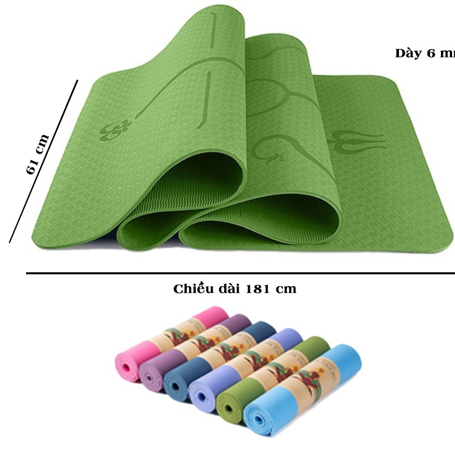 Thảm tập yoga 2 lớp TPE 6mm, 8mm có định tuyến tập gym thiền , chống trượt cao su cao cấp tại nhà 88324