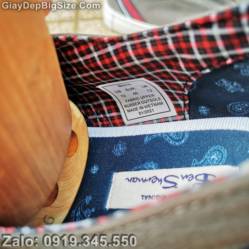 Giày sneaker vải, giày thể thao big size cỡ lớn EU:45-46 cho nam chân to (hàng VN xuất dư)