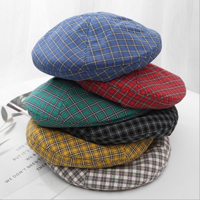 Mũ nồi beret caro viền xinh lung linh lun