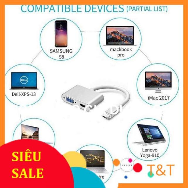 Usb Type-C To USB-C 4K HDMI USB 3.0 3 trong 1 hỗ trợ điện thoại Samsung MHL macbook cáp chuyển đổi typec to HDMI