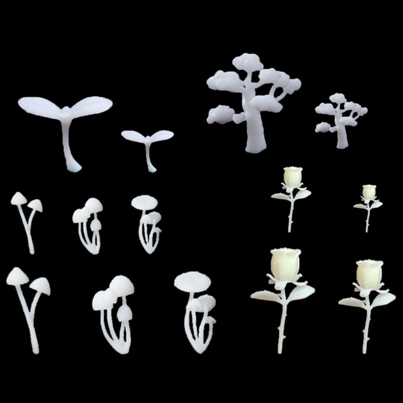 Silicone Mini Mushroom Tree Model Resin Mold Rose Deer Landspace Fillings Crafts
