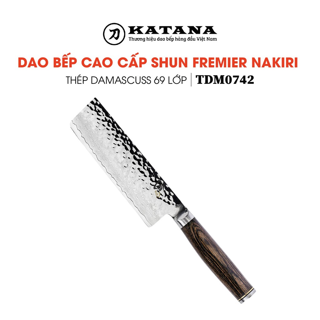 Dao bếp Nhật cao cấp Shun Premier Nakiri thép Damascuss 69 lớp TDM0742