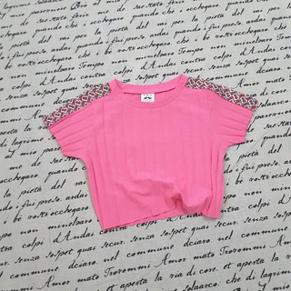 Áo thun bé gái croptop thun gân co giãn mạnh xinh mát mùa hè