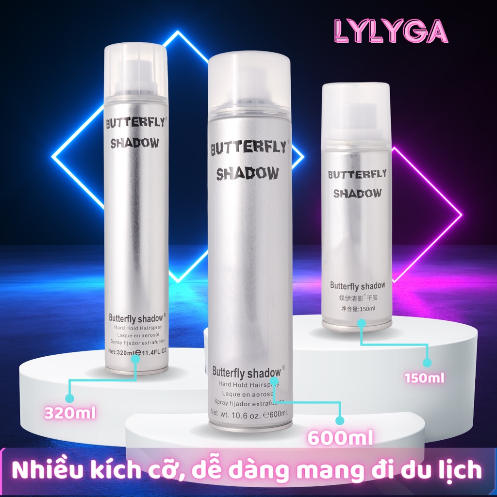 Gôm xịt tóc Butterfly Shadow 150ml 320ml 600ml Chính hãng, Gôm bạc giữ nếp tạo kiểu nam nữ GM01