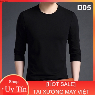 Áo thun nam dài tay cổ tròn đơn giản, sang trọng, lịch lãm