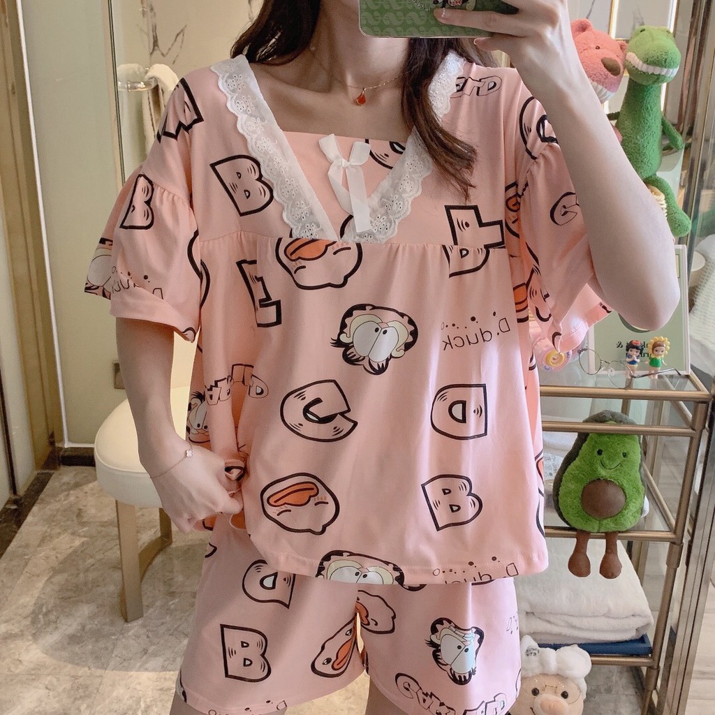 Bộ pijama mặc nhà thoải mái, Bộ vịt hồng-