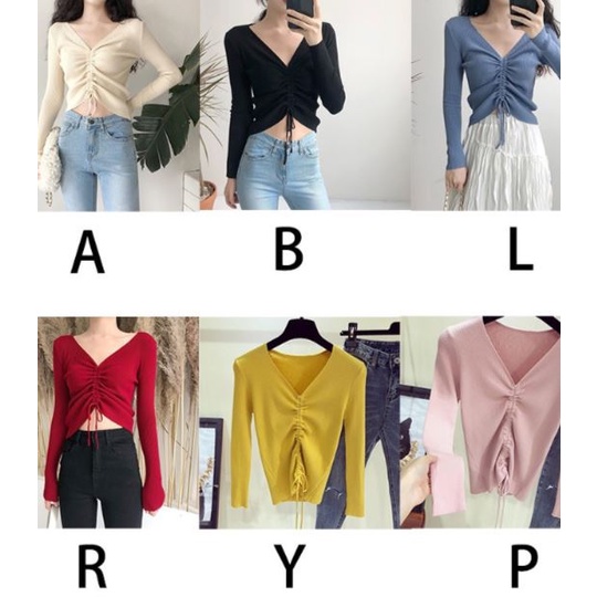 ÁO KIỂU TAY DÀI DÂY RÚT NGỰC