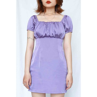 In the mood dress đầm satin tay phồng