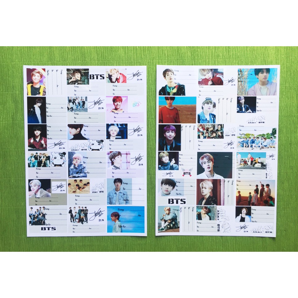 Combo 30 sét nhãn vở BTS cho khách sỉ - 540 nhãn