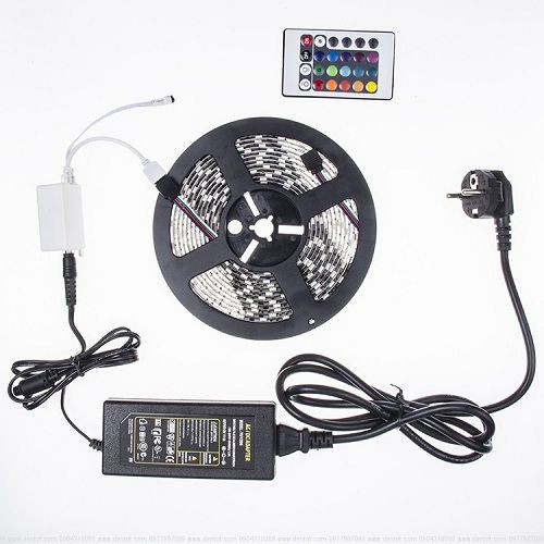 Combo led dây dán RGB 7 màu ( Gồm 1 led dây dán RGB 7 màu, 1 nguồn adapter 12V 5A, bộ điều khiển led ) )