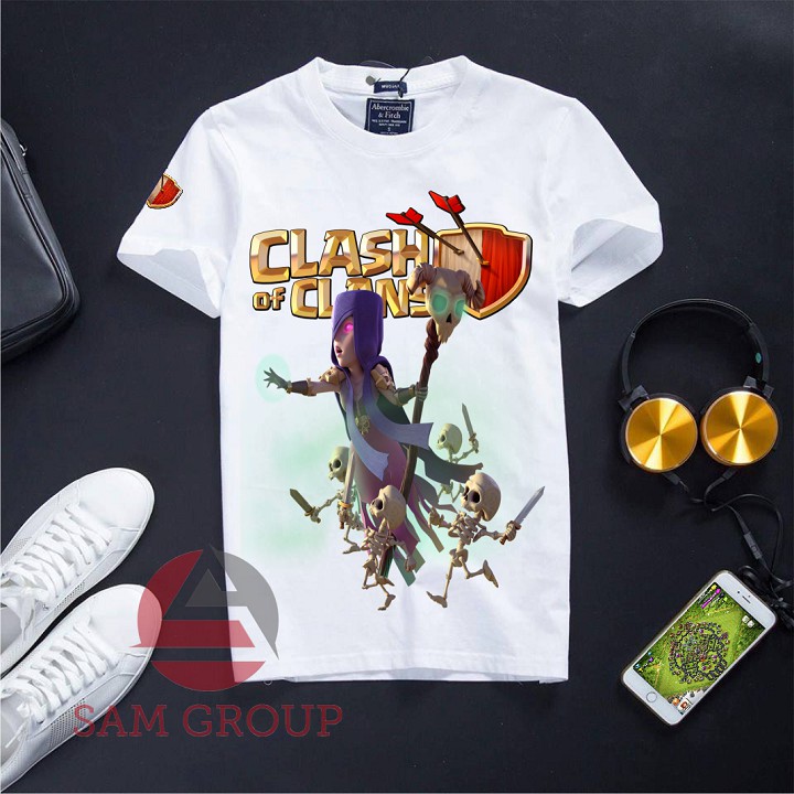 [Hàng có sẵn] Áo Clash of Clans cotton màu trắng cổ tròn cực hot - TT2