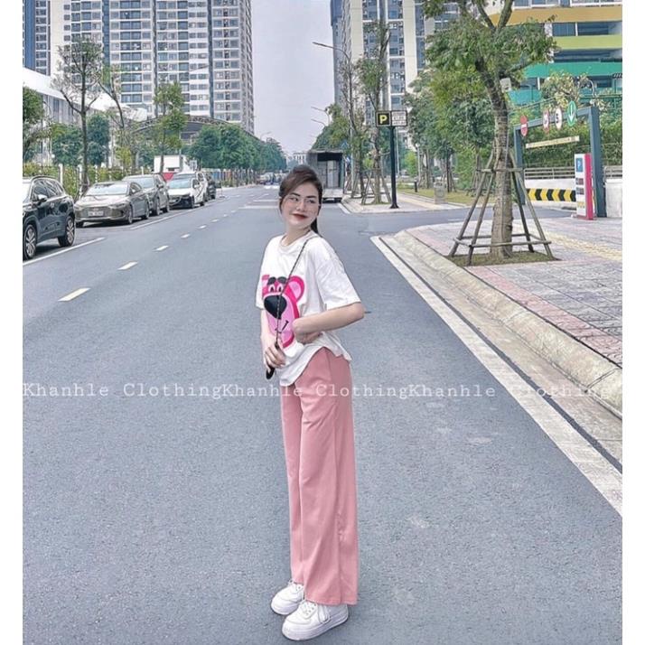 [Hàng Sẵn, Ảnh Thật] Sét Áo Thun Kèm Quần Cullottes Nữ Form Rộng Hàn Quốc Vintage- Bộ Thể Thao Tay Lỡ Quần Suông Dày Mịn