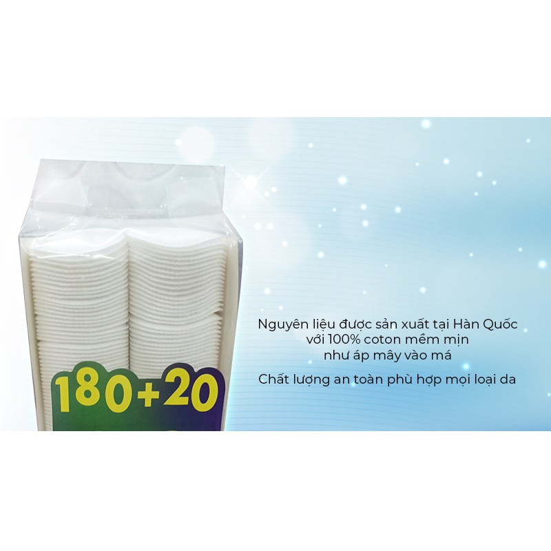 Bông tẩy trang Mihoo Cotton Pads 200 miếng ( 180+20)