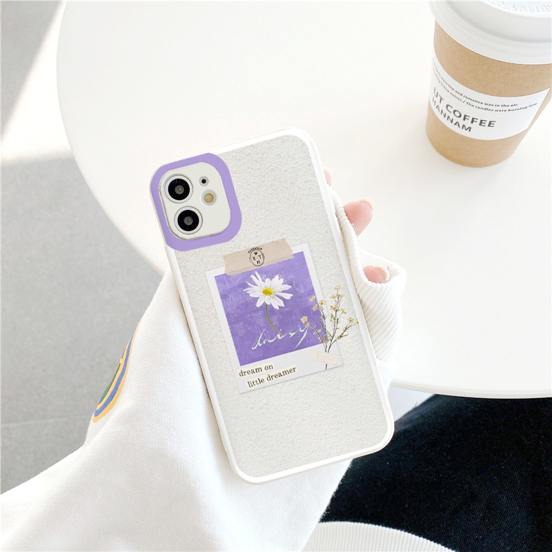 Ốp iphone Hoa cười cạnh vuông chống sốc cho iphone 11 7plus 8plus x xsmax 11pro max 12pro 12promax13promax tr293