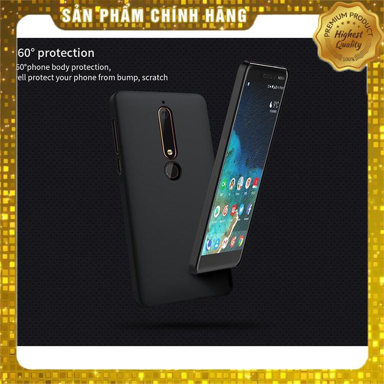 Ốp lưng sần cho Nokia 6 2018 hiệu Nillkin mặt lưng nhung (Đính kèm miếng dán màn hình từ tính)- Hàng chính hãng