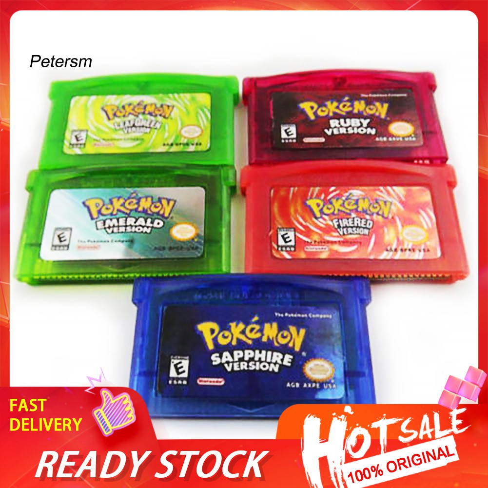 Thẻ Chơi Game Pokemon Màu Ngọc Lục Bảo / Lửa / Đỏ / Xanh Lá / Ruby Cho Gba