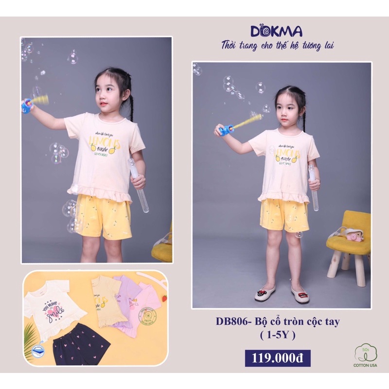 DB806 Bộ cổ tròn cộc tay bé gái Dokma (1-5T)