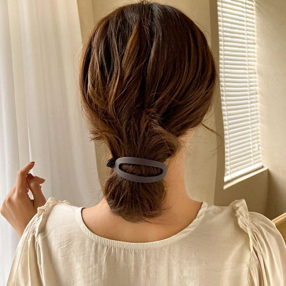 Kẹp Tóc Đuôi Ngựa Hình Oval Rỗng Phong Cách Retro Hàn Quốc Cho Nữ