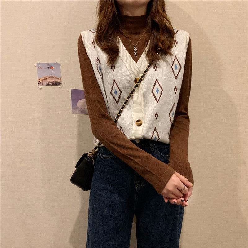 Xiaozhainv Áo Gile Không Tay Cổ Chữ V Dáng Rộng Phong Cách Hàn Quốc Cho Nữ | BigBuy360 - bigbuy360.vn