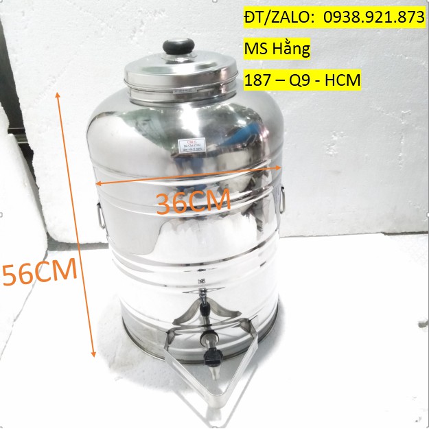 COMBO BÌNH CHỨA INOX KÈM GIÁ CHÂN ĐỠ INOX 304 LOẠI 50L