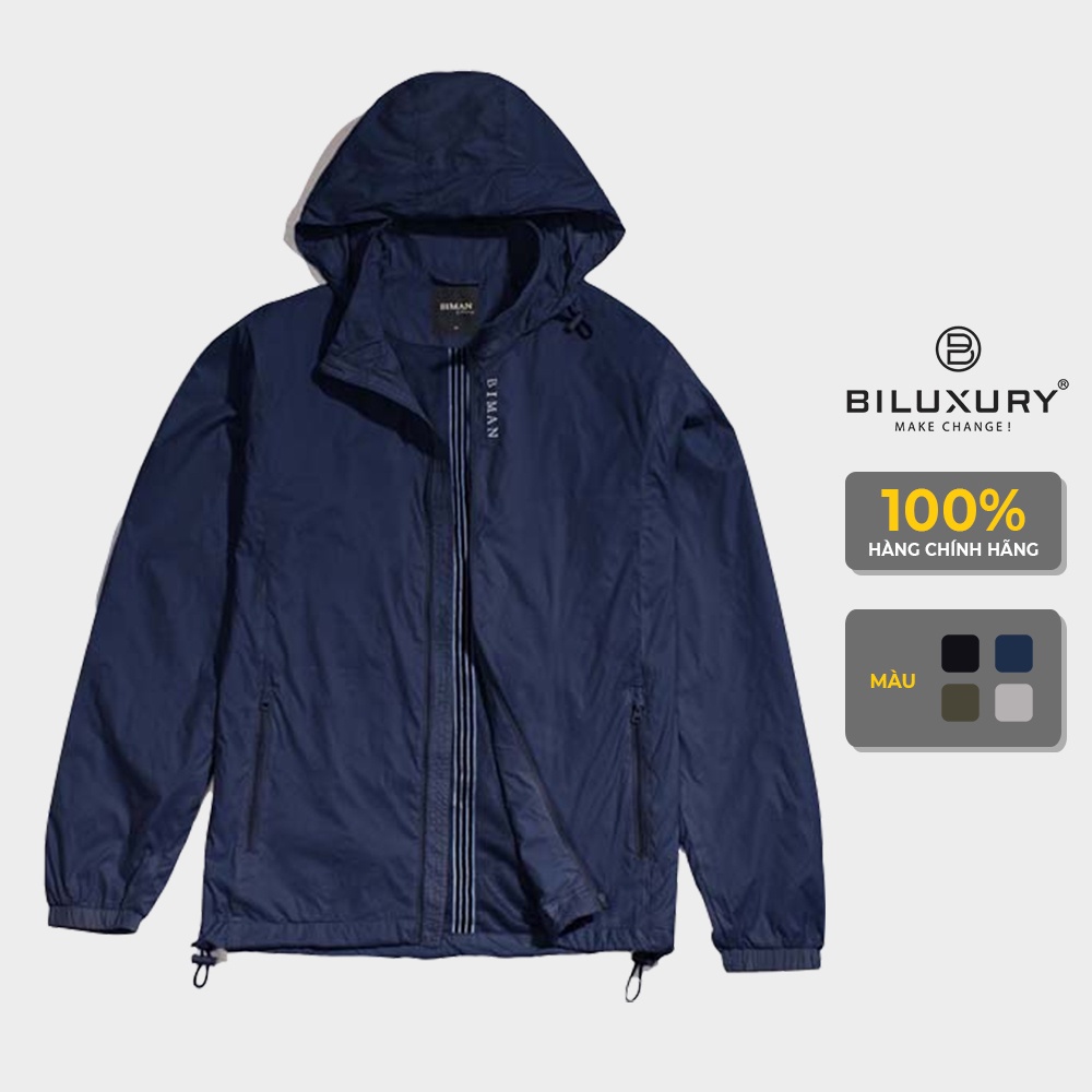 Áo khoác gió nam Biluxury 4AG1T001 có mũ một lớp chống gió chống nước nhẹ đi nắng đi mưa - Hàng nhập khẩu