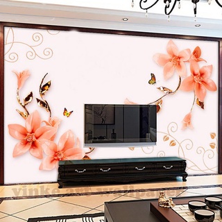 DECAL DÁN TƯỜNG HOA LY CAM 3D
