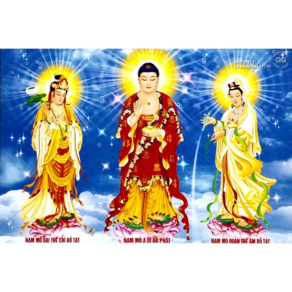 130x95cm TRANH ĐÁ TRANH THÊU TAM THẾ PHẬT CHƯA LÀM 88935 DF418 Y8281