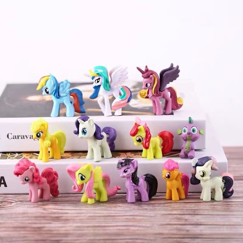 Set 12 Tượng Ngựa Pony Dễ Thương Kích Thước 3-7cm