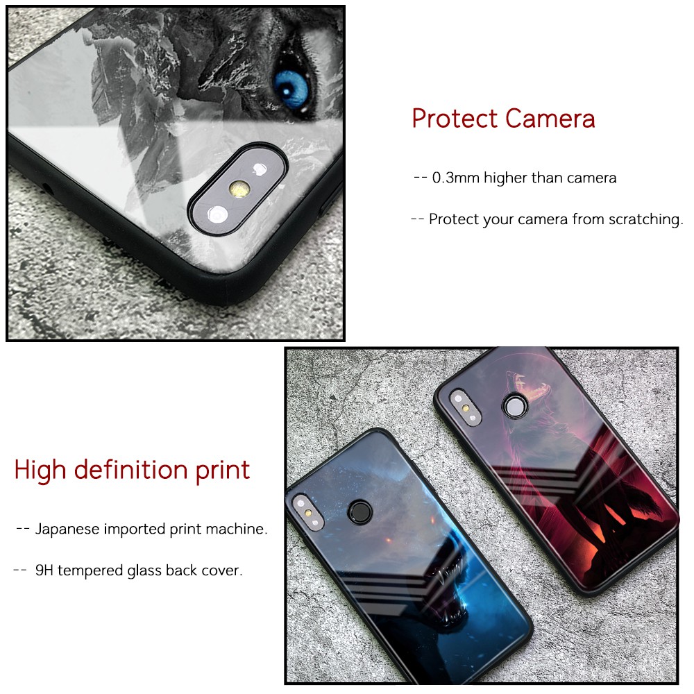 Ốp Lưng Mặt Kính Họa Tiết Angry Wolf Cho Xiaomi Mi 8 Case For Xiaomi 6 8 Se Lite Mix 2 2s 3 Max 3