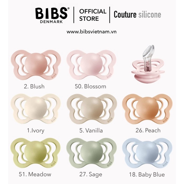 Ti giả Bibs Couture, Ti ngậm BIbs chống hô Couture; cam kết hàng chính hãng [TẶNG HỘP ĐỰNG]