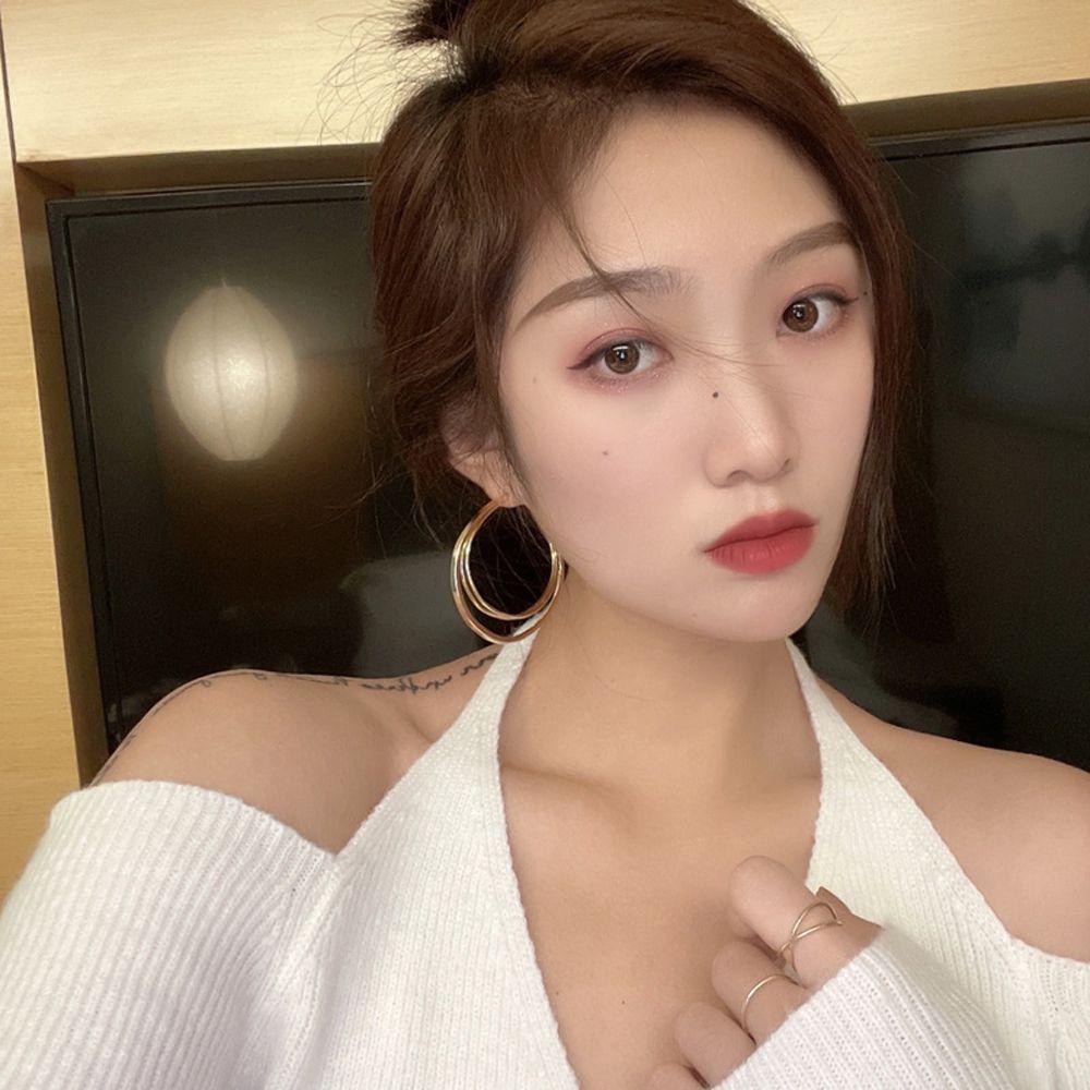 Bông Tai Xỏ Hai Lớp Hình Tròn Phong Cách Vintage Dành Cho Nữ MXMUSTY