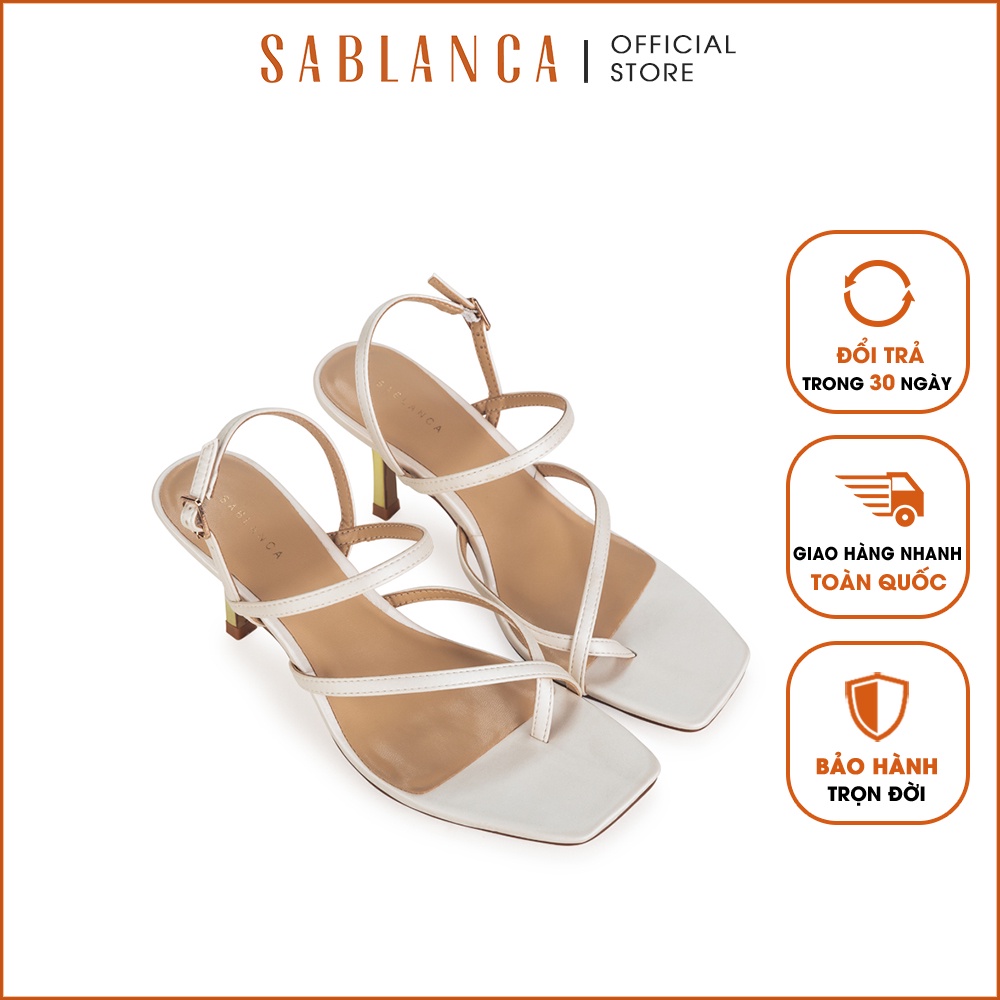 Sandal gót nhọn màu vàng quai mảnh SABLANCA SN0149