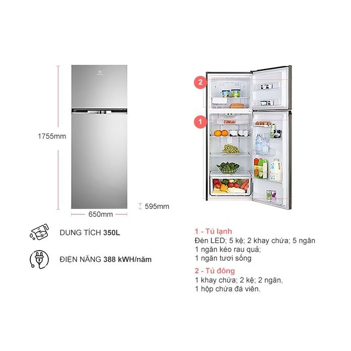 Tủ lạnh Electrolux Inverter 350L ETB3700H-A