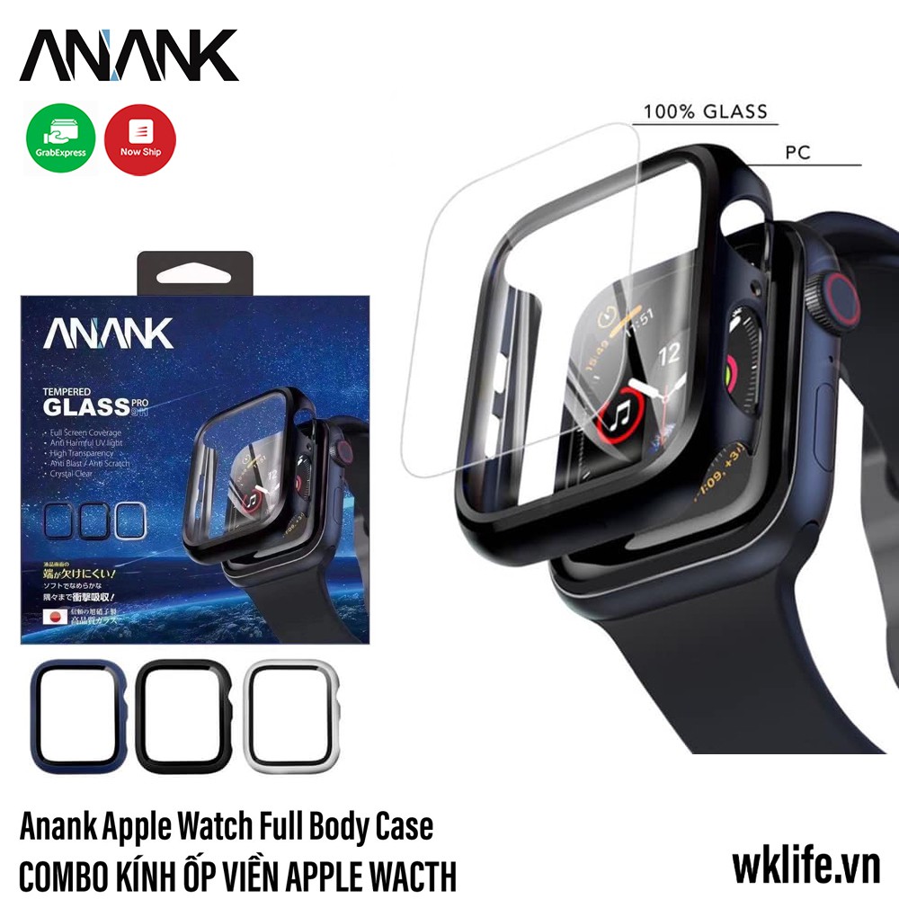 Ốp Viền Apple Watch Anank Kèm Kính Cường Lực Chống Vỡ Màn Hình