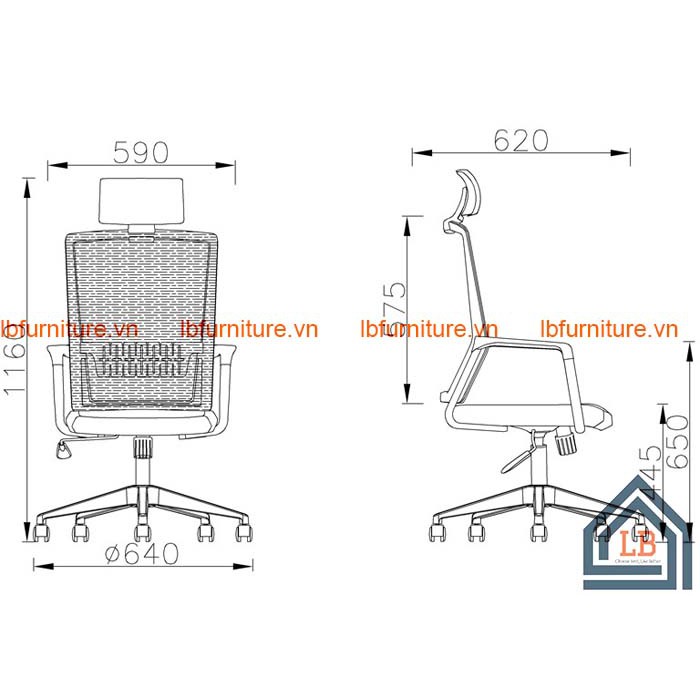 Ghế xoay lưới cao cấp nhập khẩu LBB213