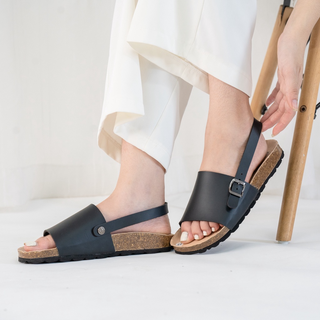 ( Mẫu Da Thật ) D22 - Sandal Đế Trấu BIOLINE Official Quai Da Bò Nguyên Tấm