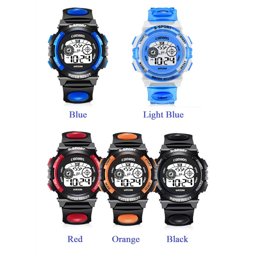 Đồng Hồ Điện Tử Chống Thấm Nước Có Đèn Led 7 Màu Cho Bé | BigBuy360 - bigbuy360.vn