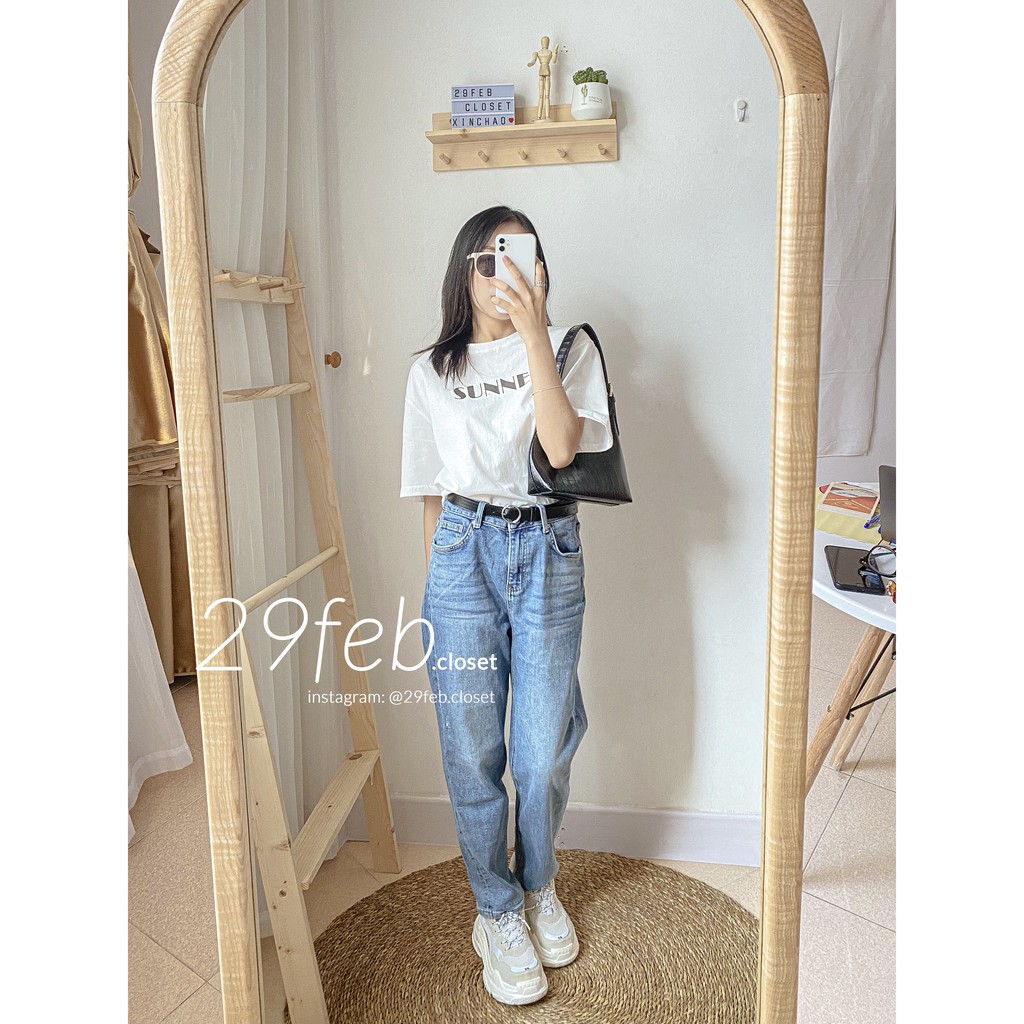 Quần jeans co dãn dáng baggy cạp cao xanh (Ảnh thật) - 3309