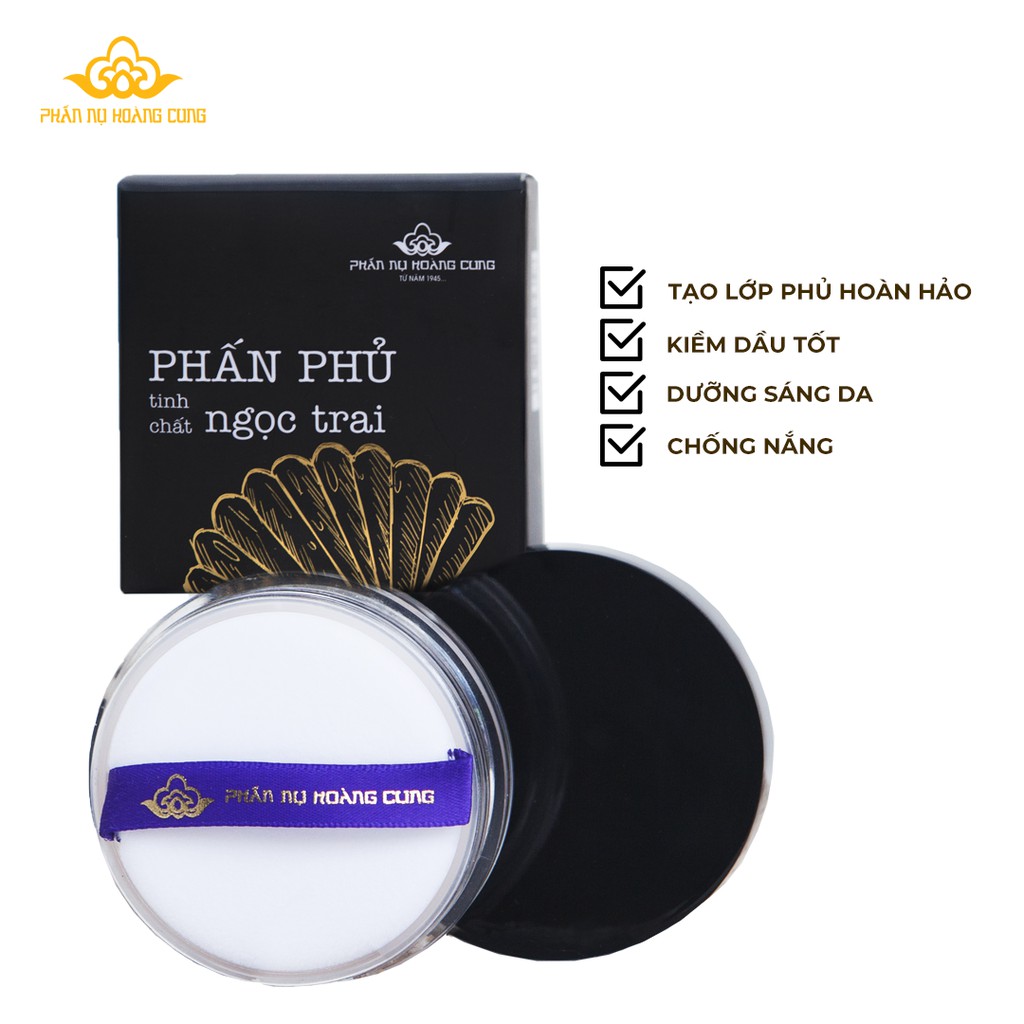 Phấn Phủ Kiềm Dầu, Phấn Phủ Ngọc Trai Màu Trắng Phấn Nụ Hoàng Cung 25gr