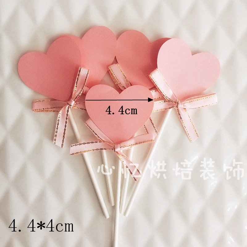 Bộ 5 Thẻ Giấy Hình Trái Tim Trang Trí Bánh cupcake