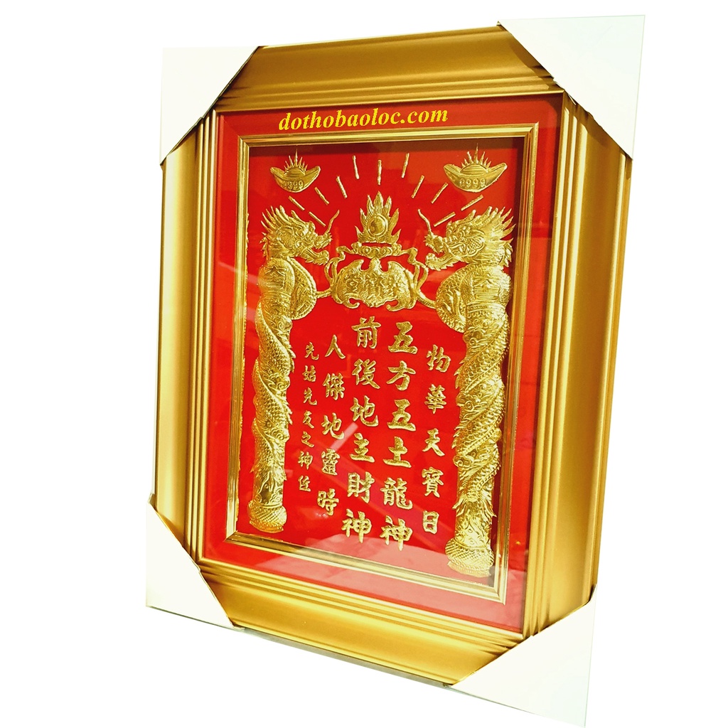 Bài vị Thần Tài Thổ Địa mạ vàng 24K cao 61cm nặng 3,2kg. Cam kết vàng thật 100%