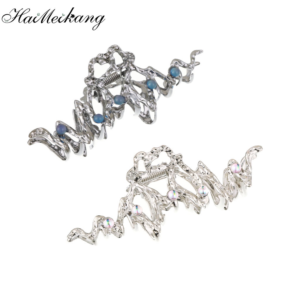 Haimeikang Kẹp Tóc Kim Loại Đính Đá Sapphire Chất Lượng Cao Cho Nữ
