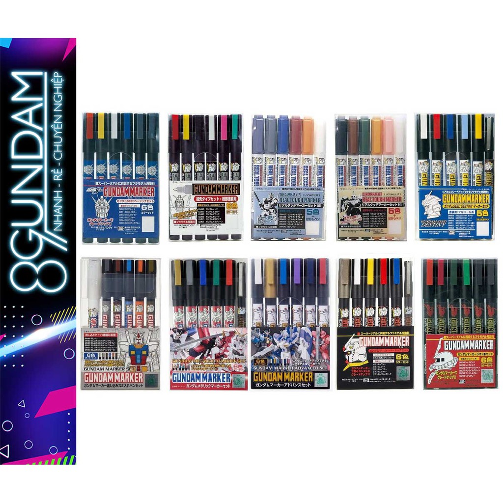 Bộ bút màu 6 cây Gundam Marker set các loại