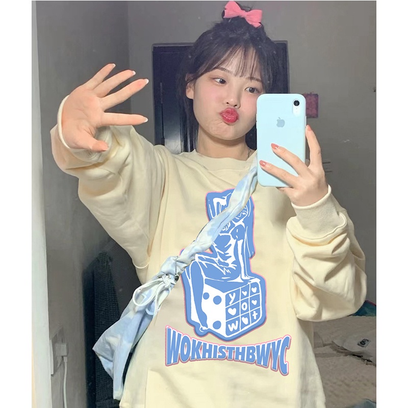 NRVP Áo Thun Tay Dài Oversize In Họa Tiết Phong Cách Hàn Quốc Thời Trang Cho Nam Và Nữ