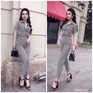 ( Hot ) Bộ Đồ Bay Jumpsuit Dài Nữ Đẹp Kẻ Sọc Dọc Quyến Rũ- XA HANG