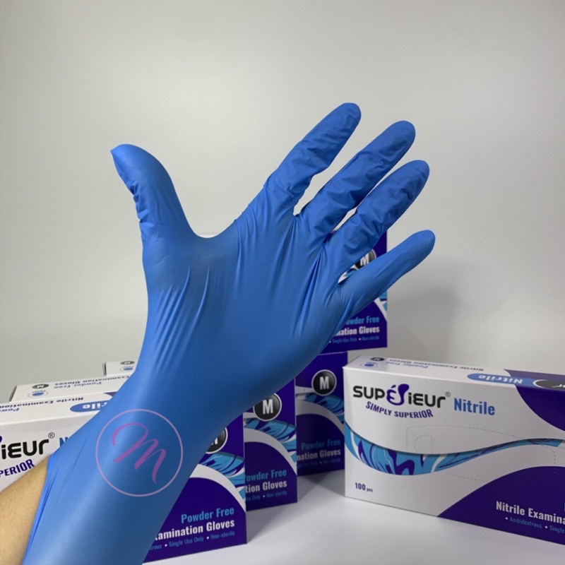 Găng tay y tế Nitrile xanh Superieur dày 4.0