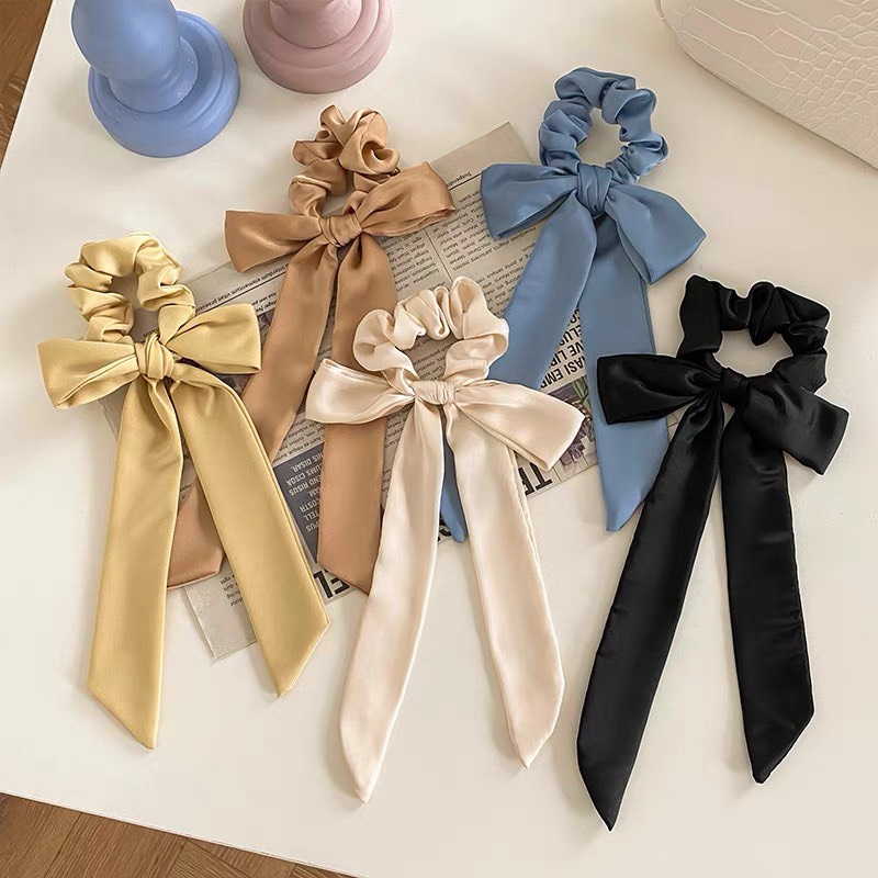 Buộc tóc nơ scrunchies nơ lụa đáng yêu nữ tính - Y071