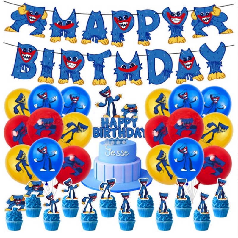 Poppy Playtime set banner Balloons Huggy Wuggy Party Decorations Birthday Party Cake Topper Banner
