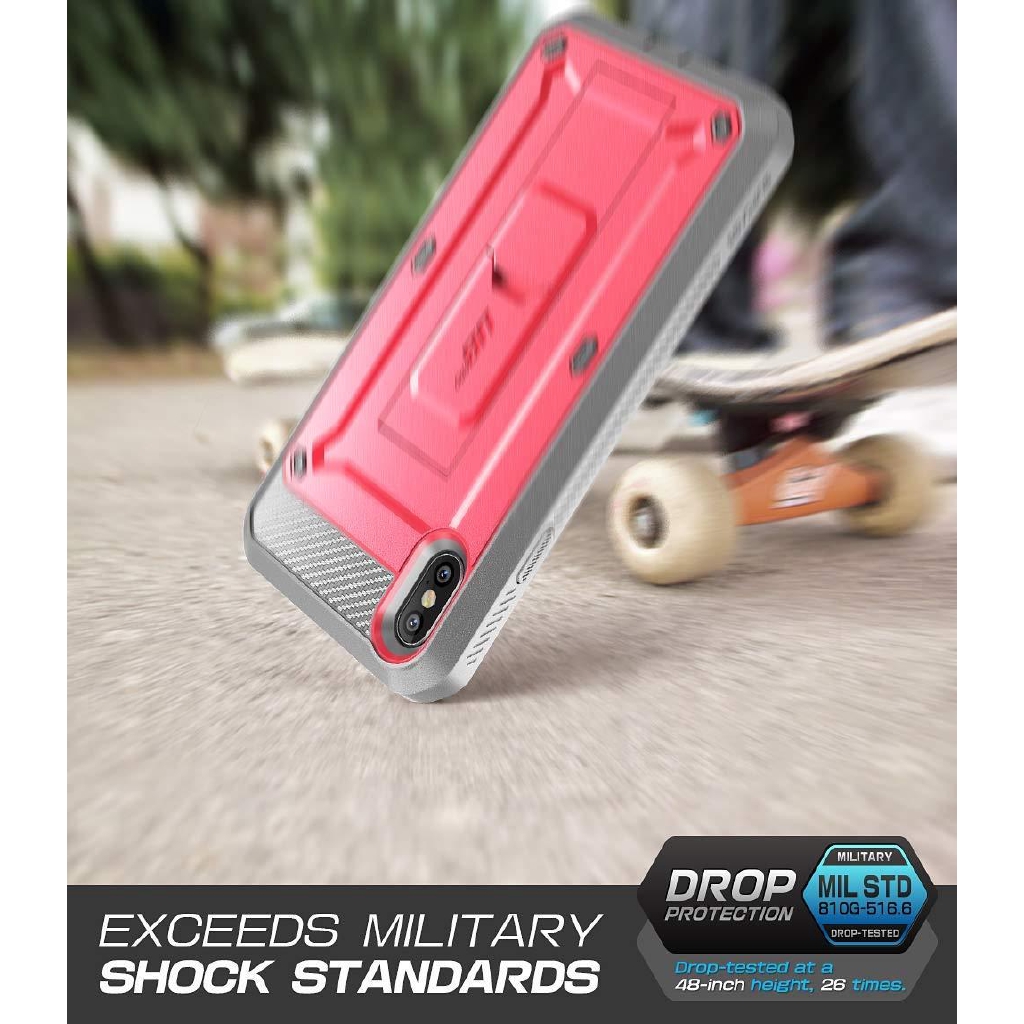 Ốp điện thoại da SUPCASE có kẹp bảo vệ màn hình thích hợp cho iPhone XS Max